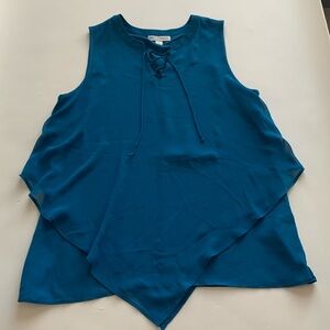 Dana Buchman Asymmetrical Teal Sleeveless Tunic